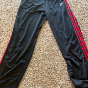 Men Adidas black red 3 stripe track pants running pants and